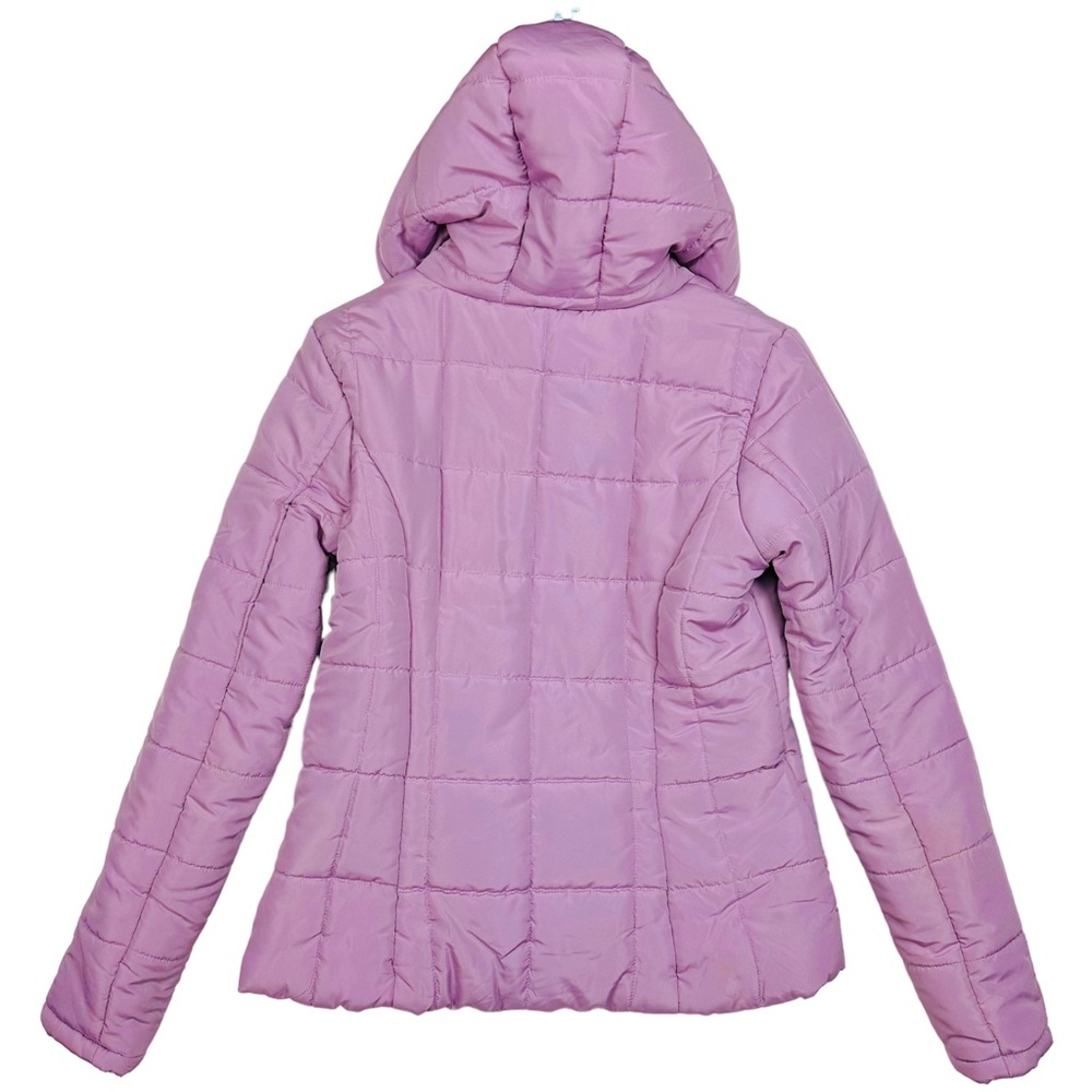 New York Co. Soft Quilted Lightweight Zip Up Hooded Puffer Jacket Lilac Purple M - Picture 3 of 9